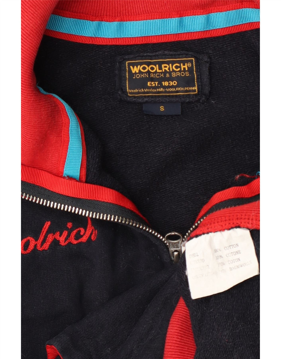 Woolrich Herre grafisk træningsdragt Top jakke Small Navy Blue Colourblock