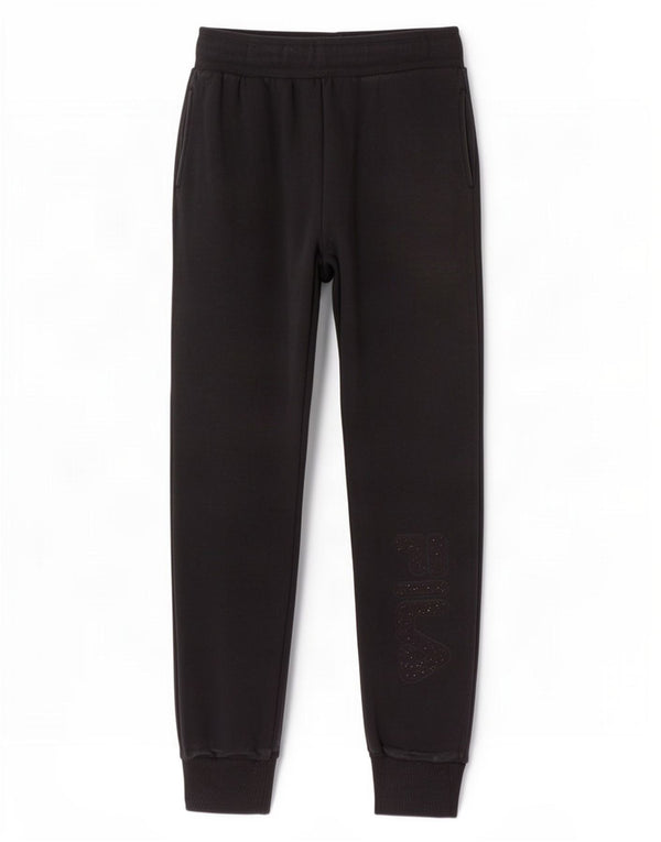Fila Womens Graphic Tracksuit Trousers Joggers UK 12 Medium Black Cotton