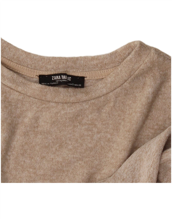 Zara Dame Oversized T-Shirt Top UK 10 Small Beige