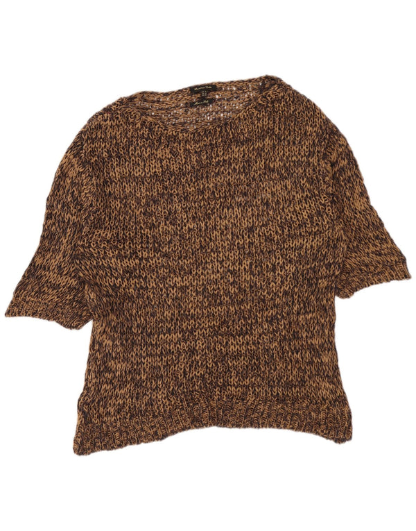 MASSIMO DUTTI Dame Boat Neck Jumper Sweater UK 10 Small Brown Flecked