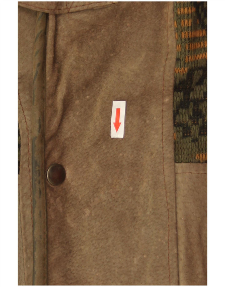 Vintage herre ruskind bomberjakke UK 40 Large Khaki Geometrisk Læder
