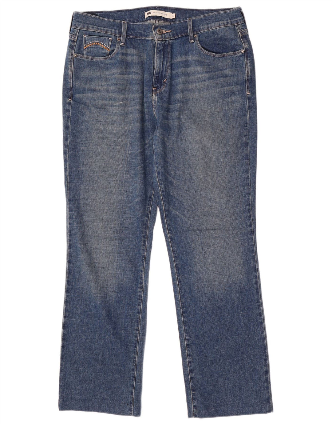 LEVI'S Dame 505 lige jeans US 12 Large W31 L29 Blå Bomuld