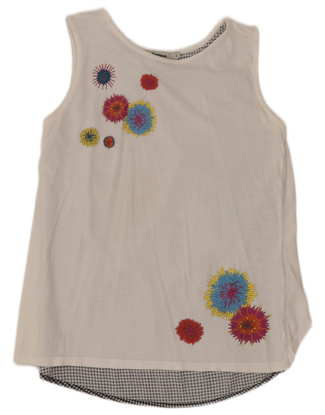 DESIGUAL Dame ærmeløs bluse Top UK 10 Small White Floral