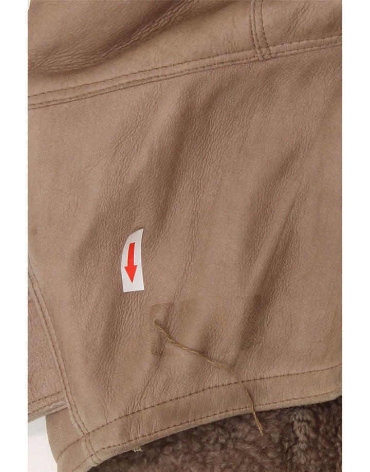 Vintage Herre Dobbeltradet Shearling Jacket IT 52 XL Beige