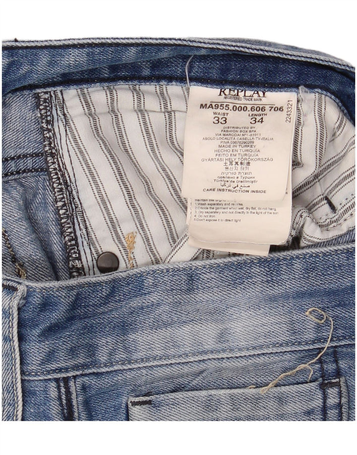 Replay Dame Straight Jeans W33 L34 Blå Bomuld