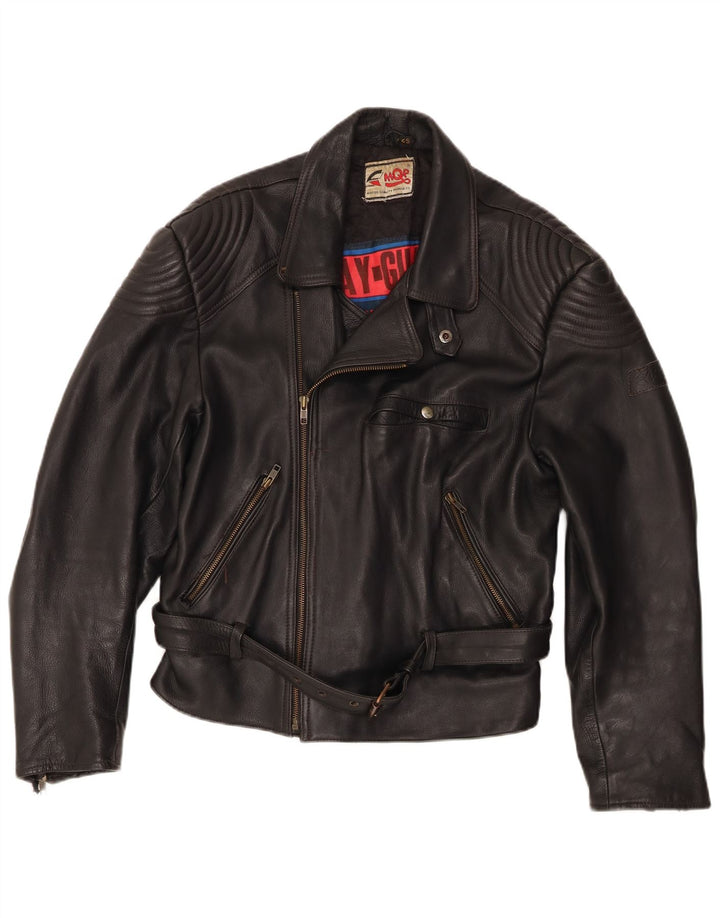 MQP Herre Motorcykel Læder Biker Jacket IT 52 XL Sort