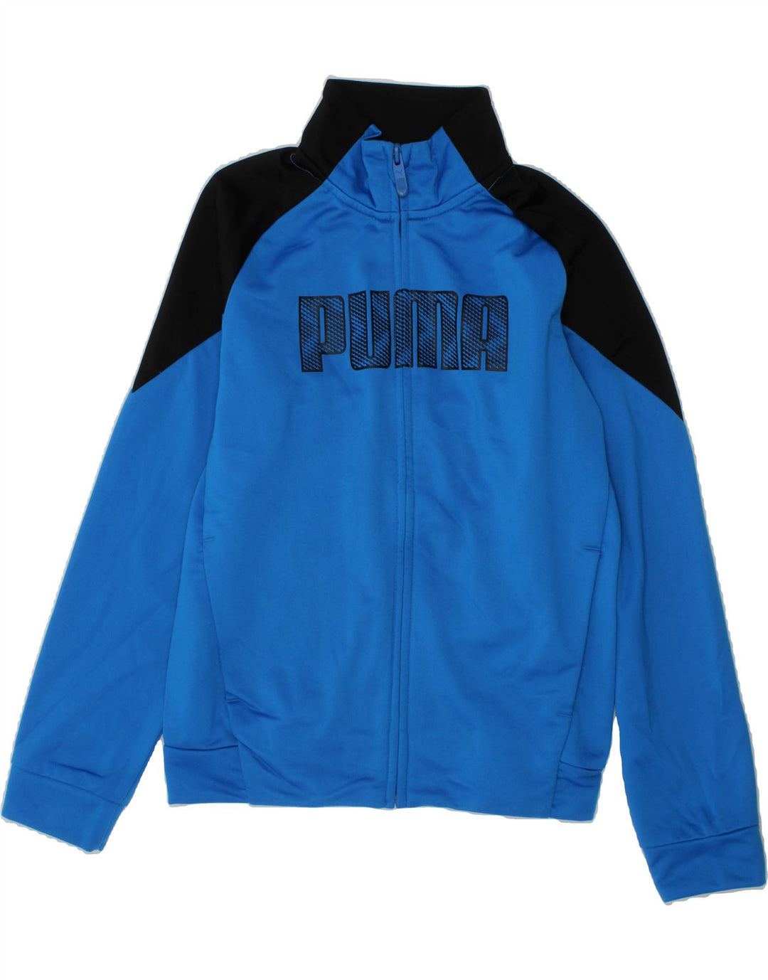 PUMA Boys Graphic Tracksuit Top Jacket 9-10 Years Medium  Blue Colourblock Vintage Puma and Second-Hand Puma from Messina Hembry 