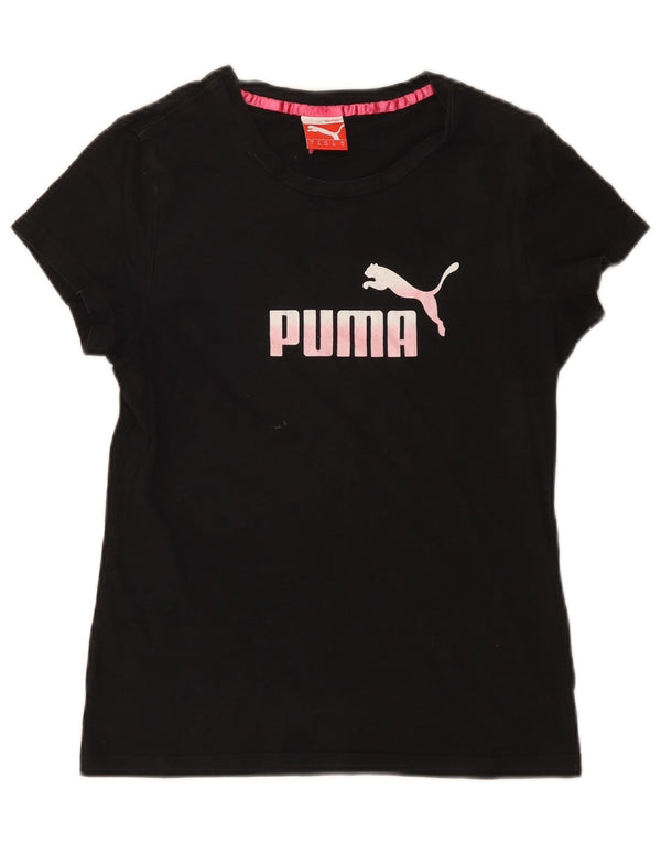 Puma Graphic T-Shirt Top UK 10 Small Black