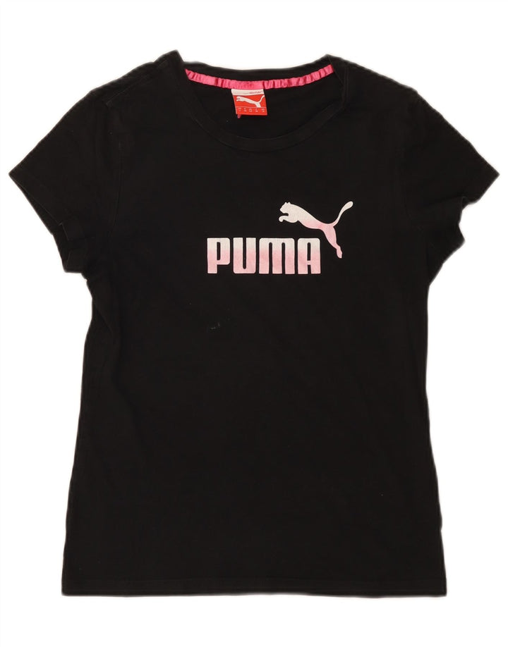 Puma Graphic T-Shirt Top UK 10 Small Black