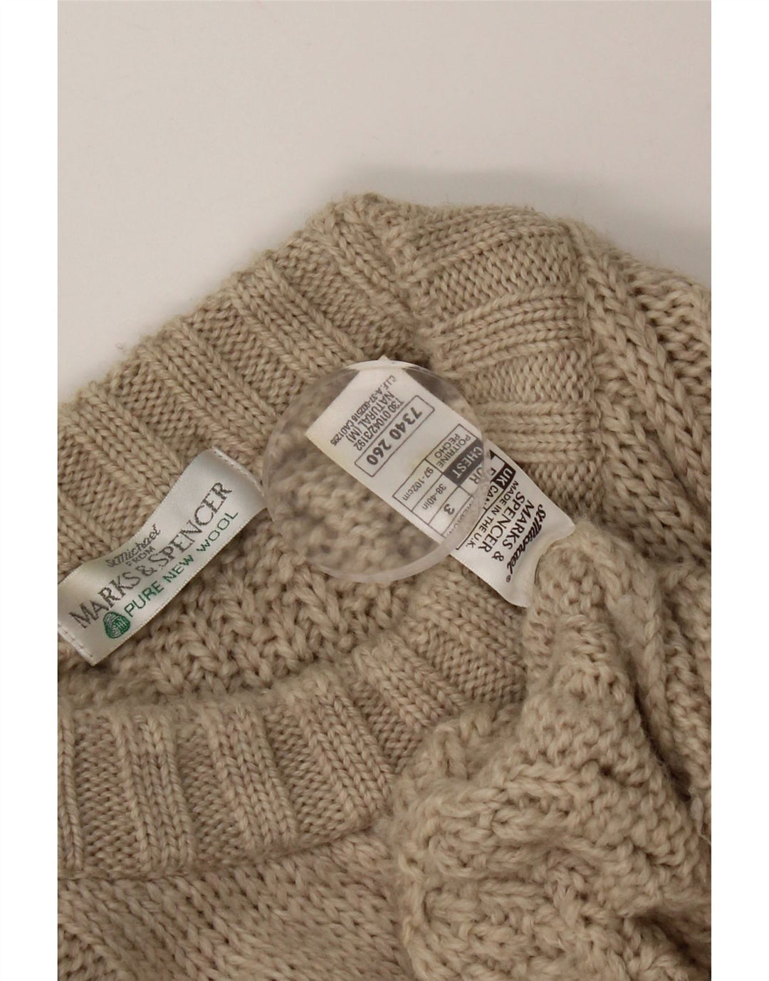Marks & Spencer Herretrøjetrøje med rund hals Medium Beige Ny uld