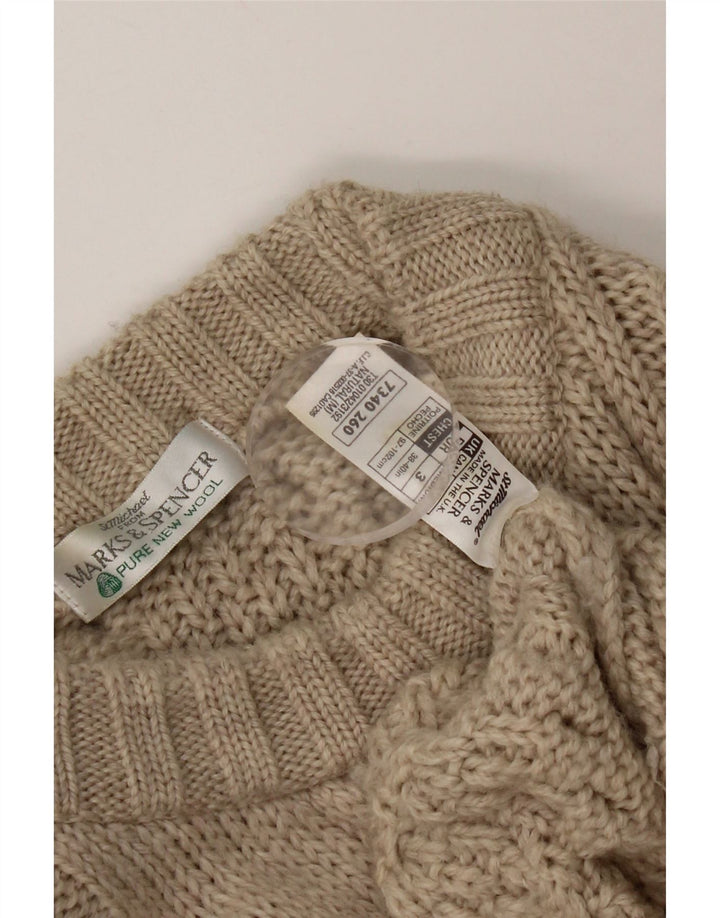 Marks & Spencer Herretrøjetrøje med rund hals Medium Beige Ny uld