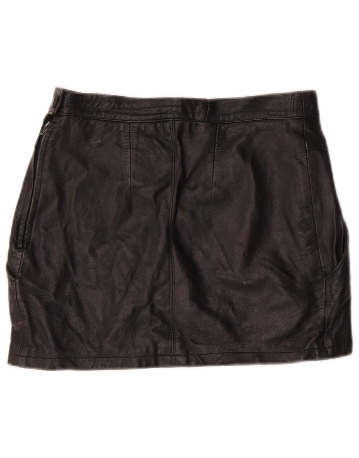 EMBASSY Dame højtaljet lædernederdel IT 46 Large W26 sort læder