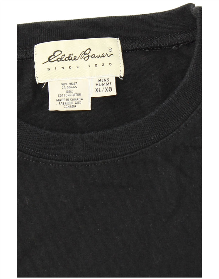EDDIE BAUER Herre T-Shirt Top XL Sort Bomuld