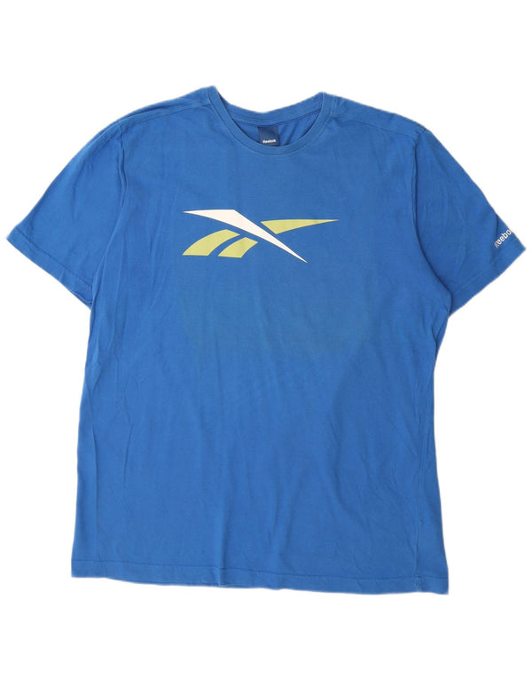 Reebok Herre Grafisk T-Shirt Top XL Blå Bomuld