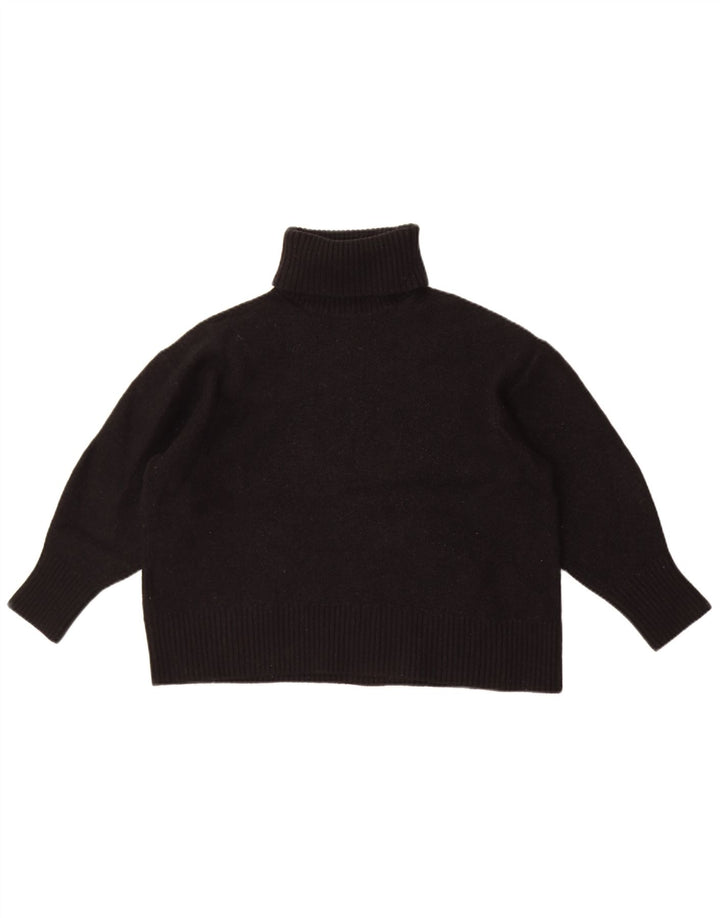 Cos Dame 3/4-ærmet Crop Roll Neck sweater UK 14 Medium Sort Uld