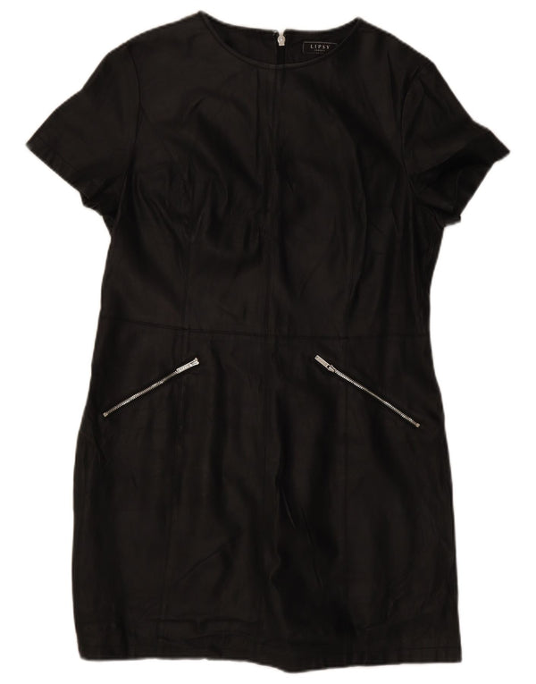 Lipsy Womens imiteret læderkjole UK 14 Medium Black Polyurethane
