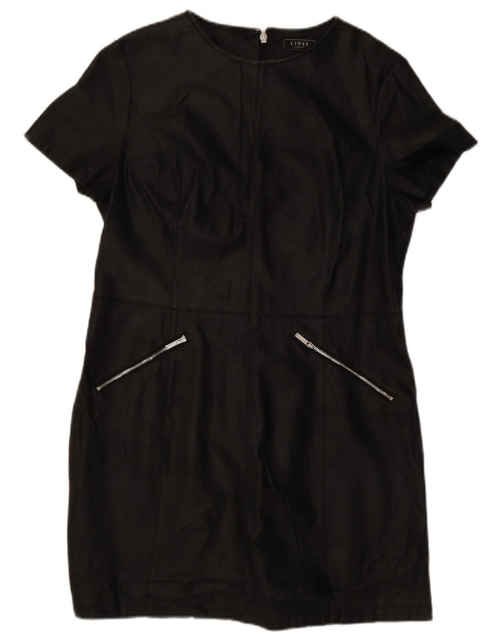 Lipsy Womens imiteret læderkjole UK 14 Medium Black Polyurethane