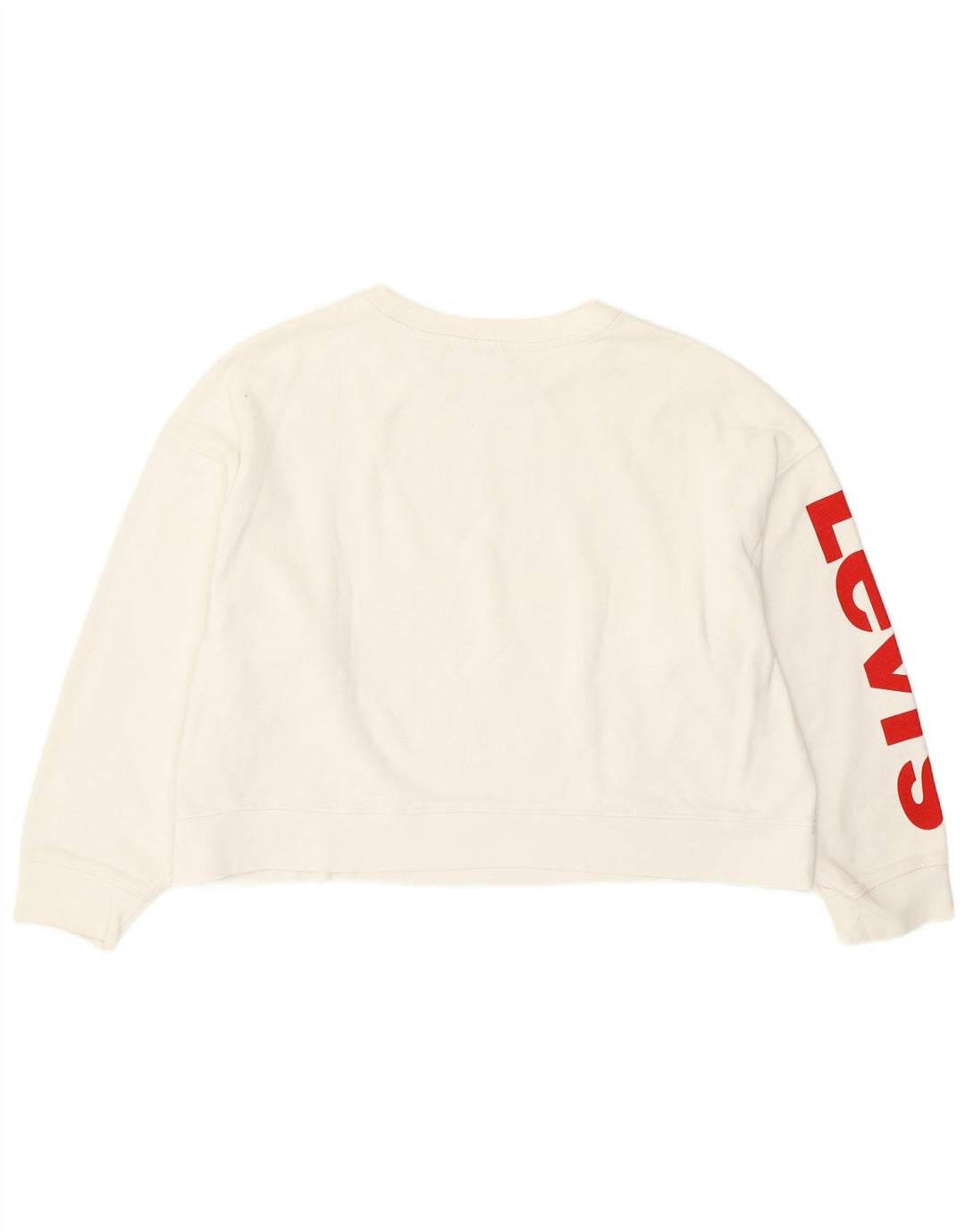 Levi's Dame Oversized Grafisk Crop Sweatshirt Jumper UK 10 Small White