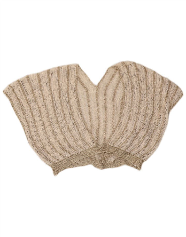 Vintage kvinders 2-delt nederdel Sæt UK 8 Small W26 Beige stribet akryl