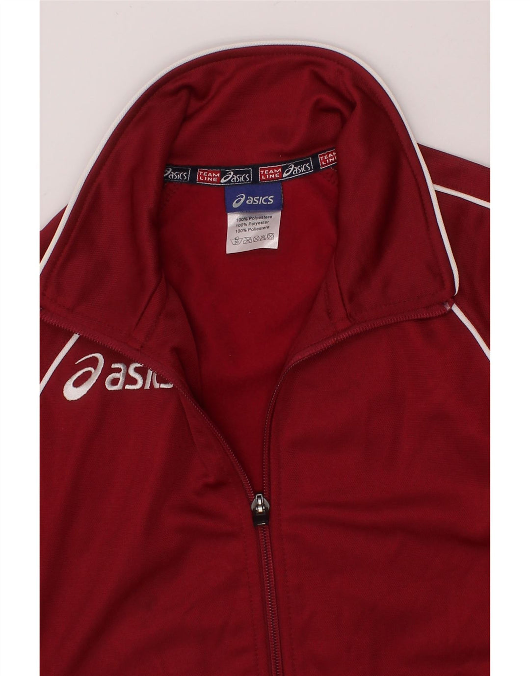 ASICS Girls Graphic Tracksuit Top Jacket 7-8 Years Burgundy Polyester Vintage Asics and Second-Hand Asics from Messina Hembry 