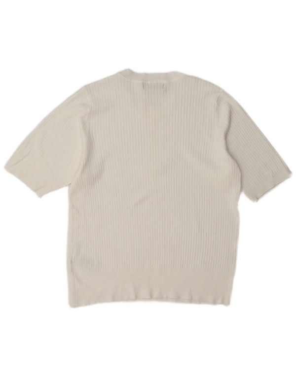 Marks & Spencer Dame Kortærmet Bluse Top UK 14 Medium White Viscose
