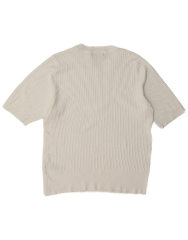 Marks & Spencer Dame Kortærmet Bluse Top UK 14 Medium White Viscose