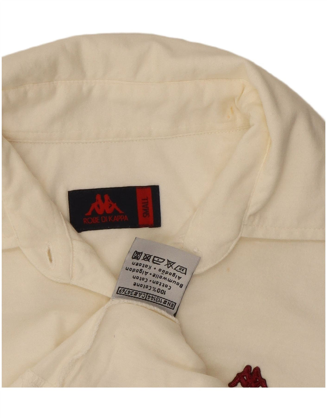 KAPPA Grafisk poloshirt til kvinder UK 10 Lille hvid bomuld