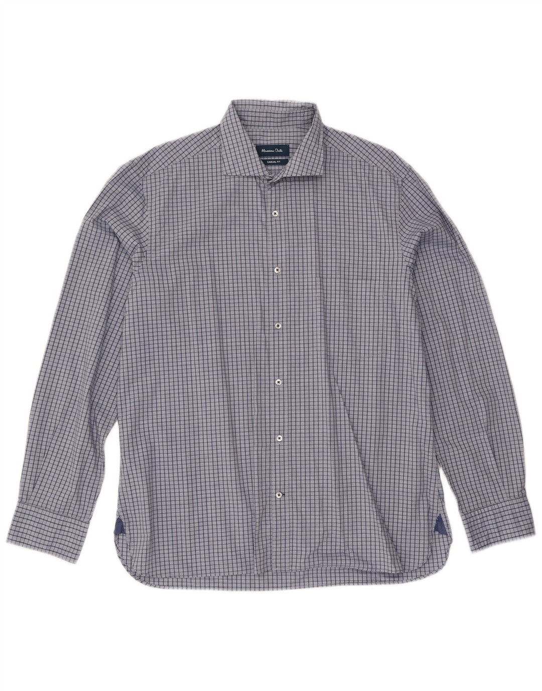 Massimo Dutti Herre Casual Fit skjorte XL blå ternet bomuld