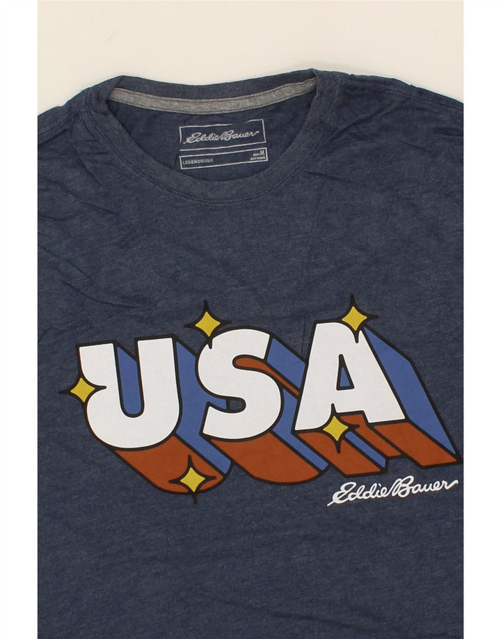 EDDIE BAUER Mens Graphic T-Shirt Top Medium Navy Blue Cotton Vintage Eddie Bauer and Second-Hand Eddie Bauer from Messina Hembry 
