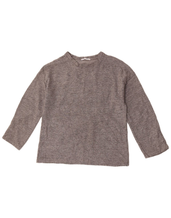 Zara Dame Oversized Top Langærmet UK 10 Small Grå Flecked Polyester