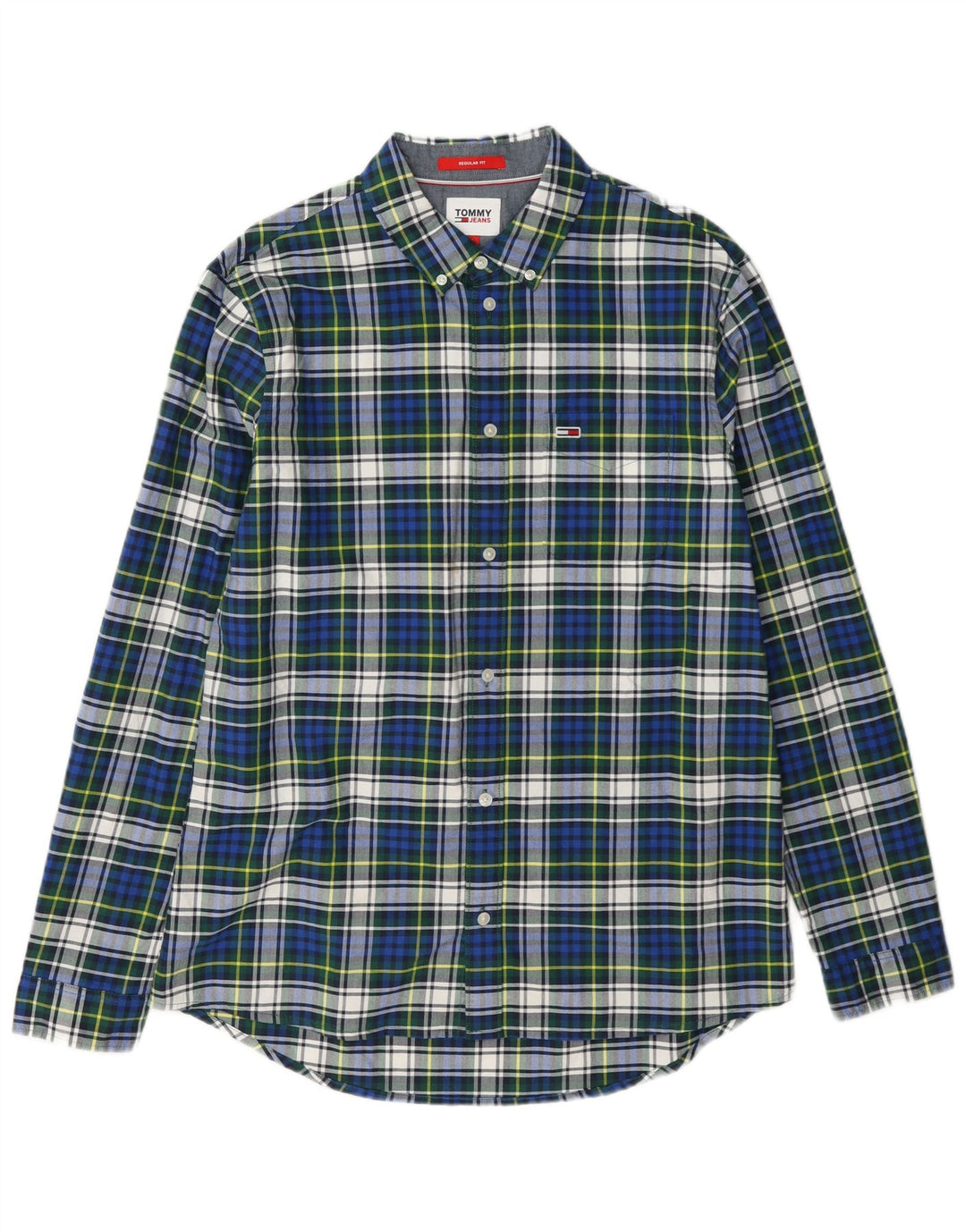 Tommy Hilfiger Herre Flanelskjorte Stor blå ternet bomuld