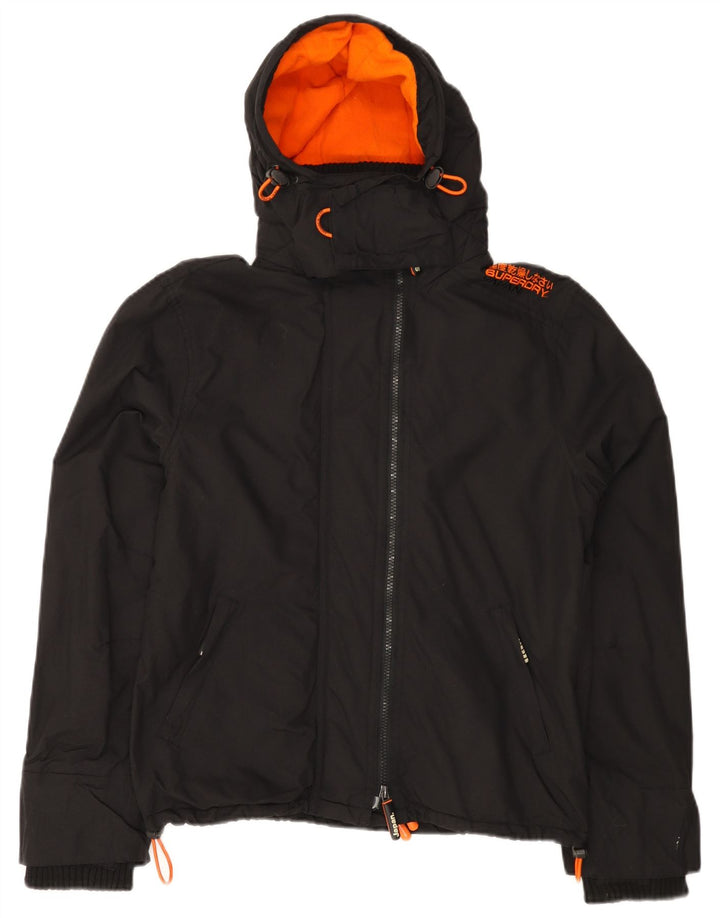 Superdry Womens The Windcheater Windbreaker Jacket UK 16 Large Black Nylon