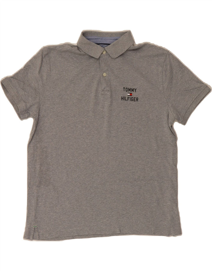 TOMMY HILFIGER Mens Custom Fit Polo Shirt Large Grey Cotton Vintage Tommy Hilfiger and Second-Hand Tommy Hilfiger from Messina Hembry 