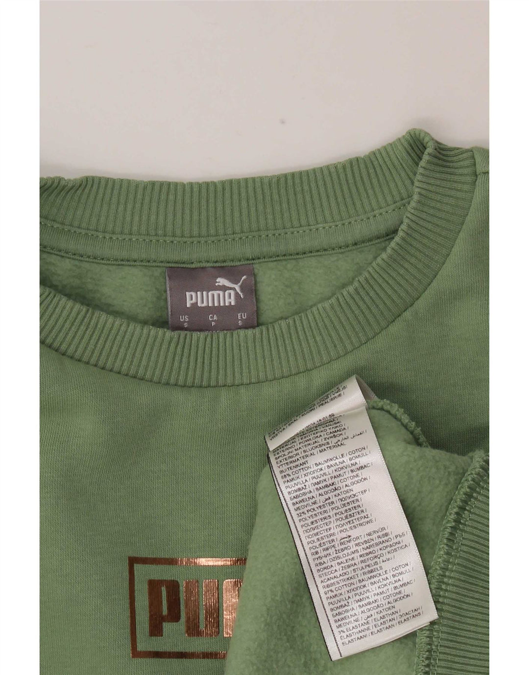 Puma Graphic Sweatshirt Jumper UK 10 lille grøn bomuld