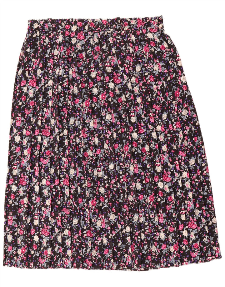 Vintage plisseret nederdel til kvinder UK 16 Large W38 Multicolored Floral Polyester