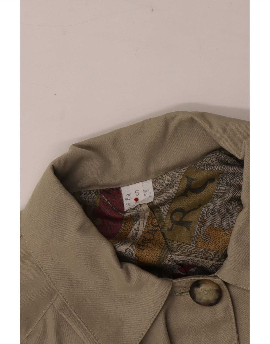 Vintage Kvinders Oversized Trench Coat UK 10 Lille Beige Bomuld