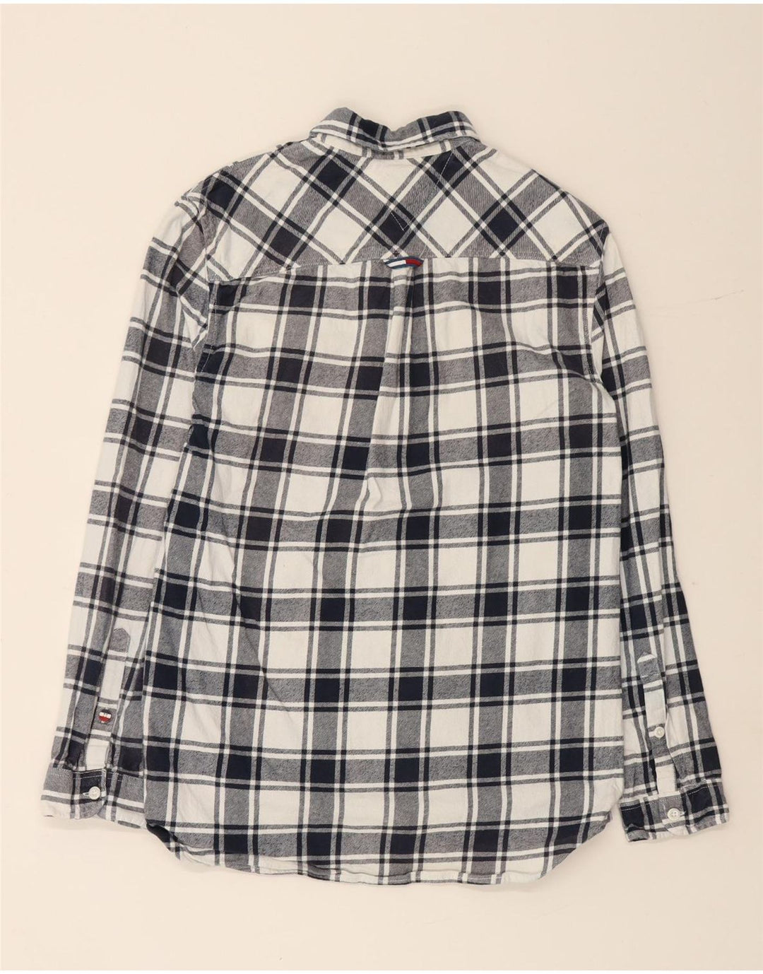 TOMMY HILFIGER Herre Regular Fit Flanelskjorte Lille marineblå ternet bomuld