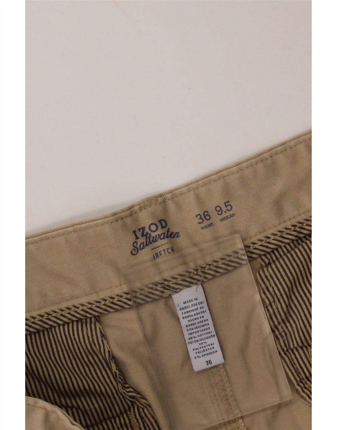 IZOD Herre Salt Water Chino Shorts W36 Stor Beige Bomuld