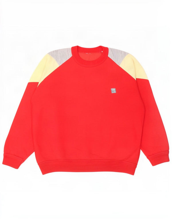 Vintage sweatshirt til mænd, stor rød farveblok