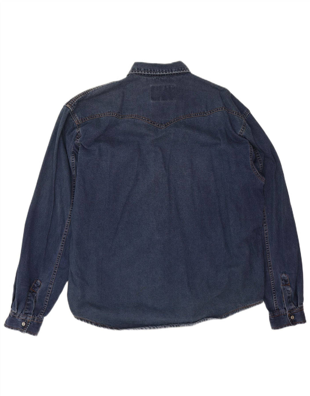 Vintage Herre Loose Fit Denim Shirt Medium Blue Bomuld