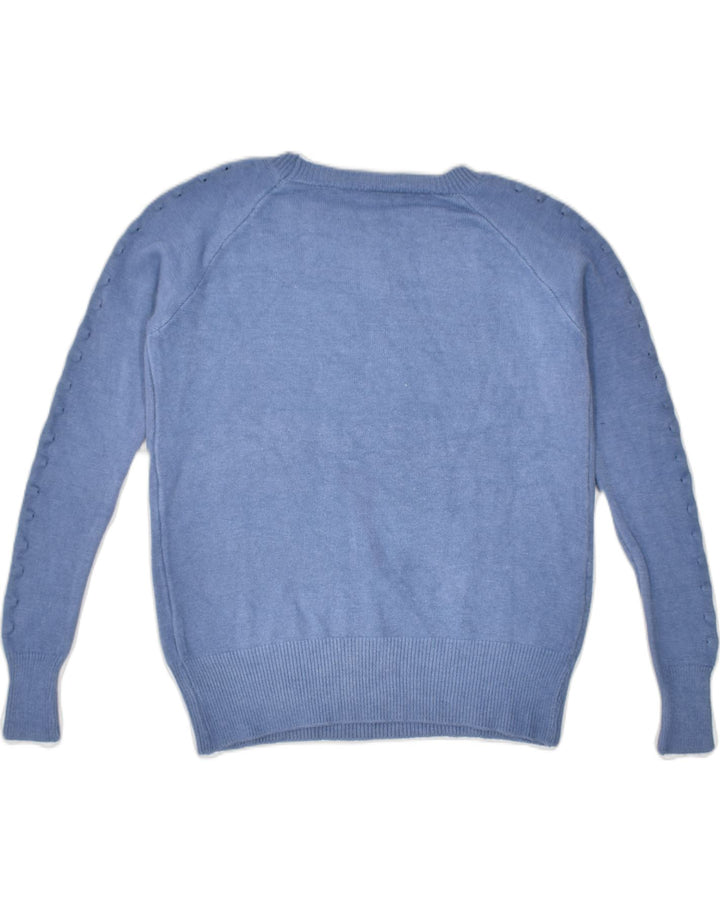 VINTAGE Womens Crew Neck Jumper Sweater UK 16 Large Blue Viscose | Vintage | Thrift | Second-Hand | Used Clothing | Messina Hembry 