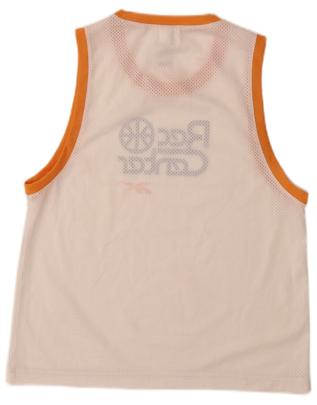 REEBOK Dame Loose Fit Grafisk Vest Top UK 8/10 Small Off White Polyester