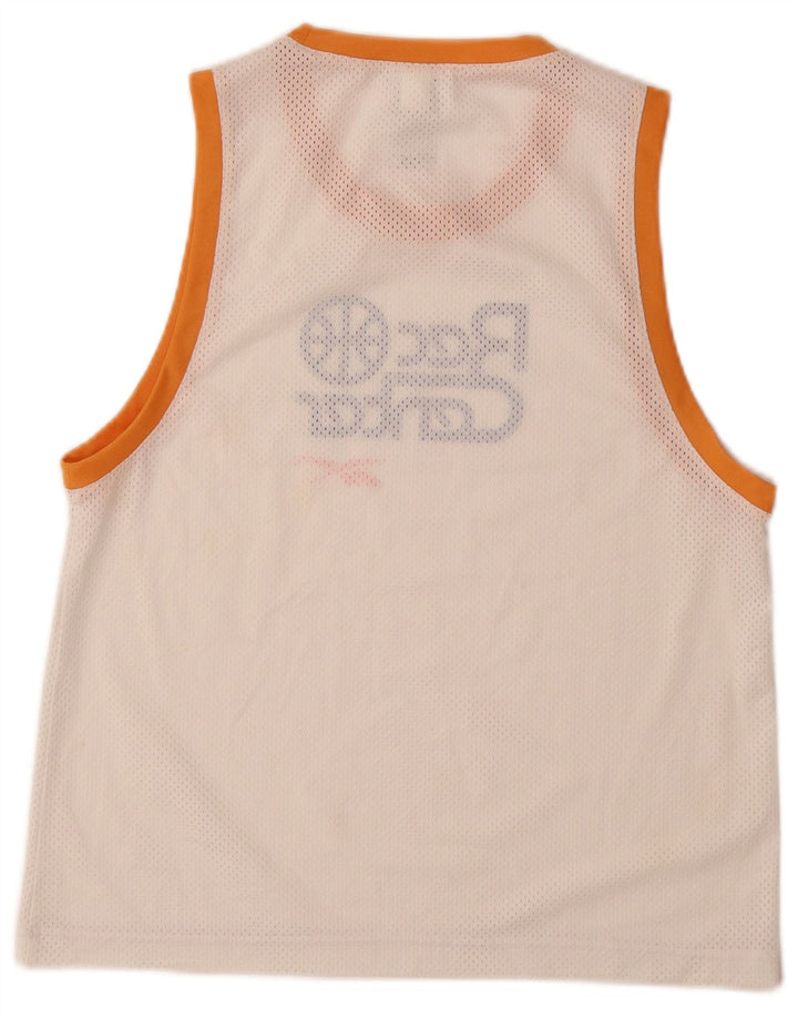REEBOK Dame Loose Fit Grafisk Vest Top UK 8/10 Small Off White Polyester