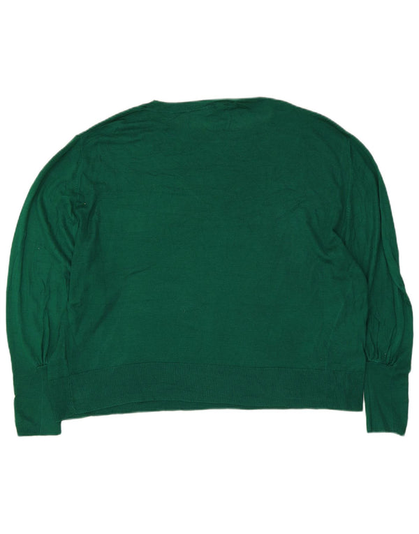 Zara Dame 3/4-ærmet Oversized Boat Neck sweater UK 10 Small Green