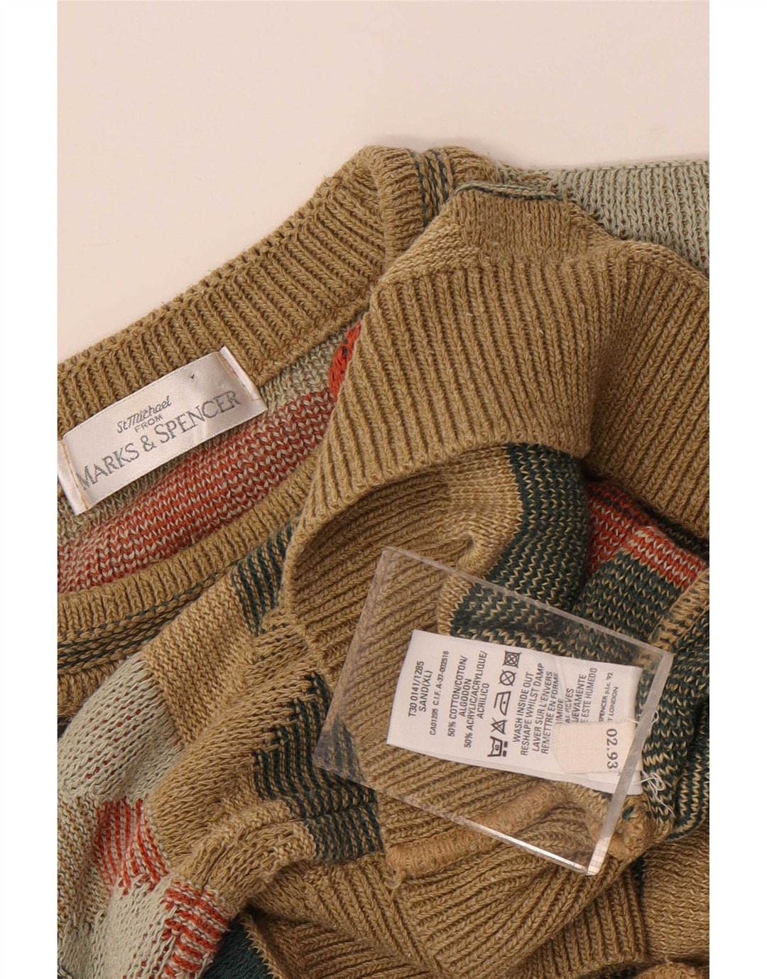 Marks & Spencer Herre sweater med rund hals XL flerfarvet geometrisk