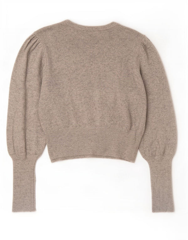 Zara Womens Crop Boat Neck Jumper Sweater UK 16 Large Grey Flecked Acryl