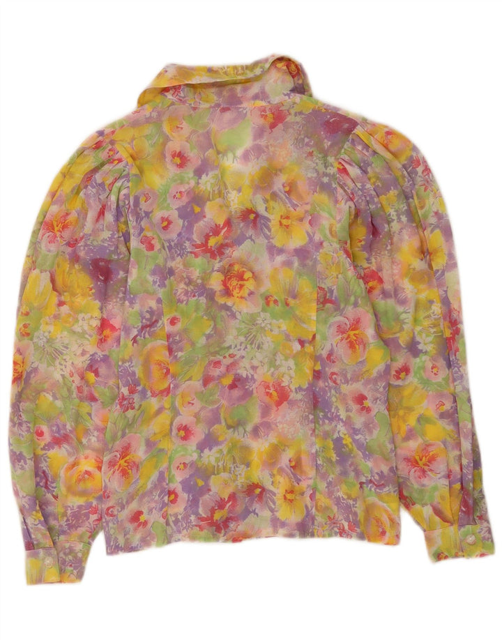 Vintage dameskjorte bluse UK 14 Medium Multicolored Floral