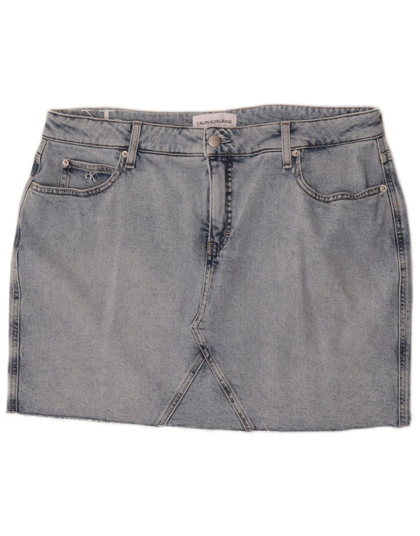 Calvin Klein Dame Mini Denim Nederdel W36 L17 Blå