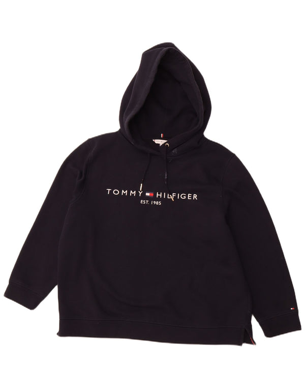 TOMMY HILFIGER Grafisk hættetrøje til kvinder UK 22 3XL Navyblå bomuld