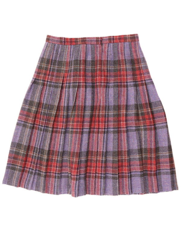 Dunedin Kniv Plisseret nederdel til kvinder UK 20 2XL W34 Lilla Plaid Ny Uld